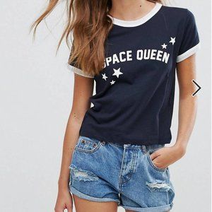 ASOS | Pull & Bear Navy Space Queen Tee